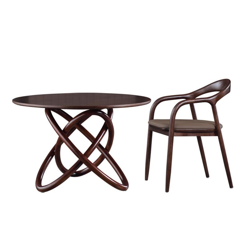 Contemporary Solid Wood Dining Table Round Pedestal Base Dining Table for Home Clearhalo 'Dining Tables & Seating' 'Dining Tables' 'dining_table' 'furn' 'furn_dining_table' 'Furniture' 'Kitchen & Dining Furniture' 1200x1200_5e3bb266-21d7-4325-aec2-053ee655cb02