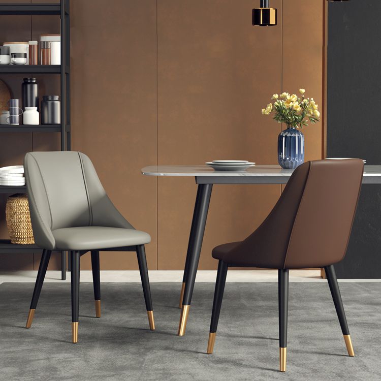 Glam Style Pu Leather Side Chair Set Dining Room Side Chair with Metal Legs Clearhalo ' kitchen&dining_furn' 'Dining Chairs' 'Dining Tables & Seating' 'dining_chair' 'furn' 'furn_dining_chair' 'Furniture' 'furniture_dining_chair' 'Kitchen & Dining Furniture' 'kitchen' 1200x1200_5e3f49c9-465e-40c5-a0ca-a2ef050f27d1