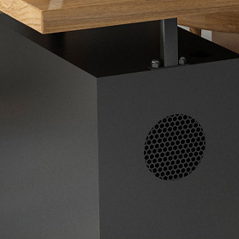 Scrivania marrone e nero da ufficio rettangolare scrivania in legno pino e metallo