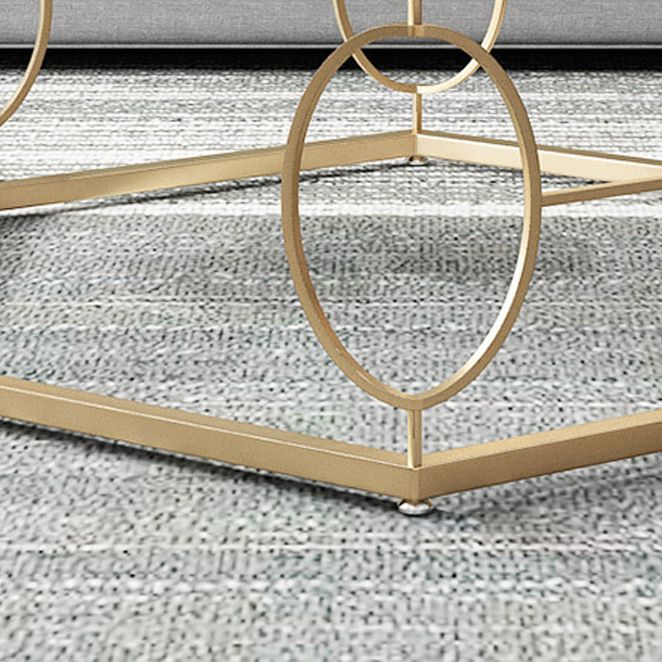 Glass & Marble Hexagon Coffee Table Modern Style Frame Cocktail Table