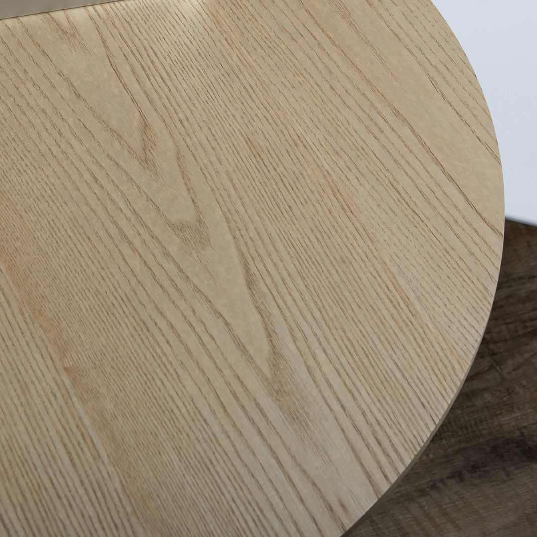 Round Dining Table Modern Wood Tabletop with Metal Pedestal Base