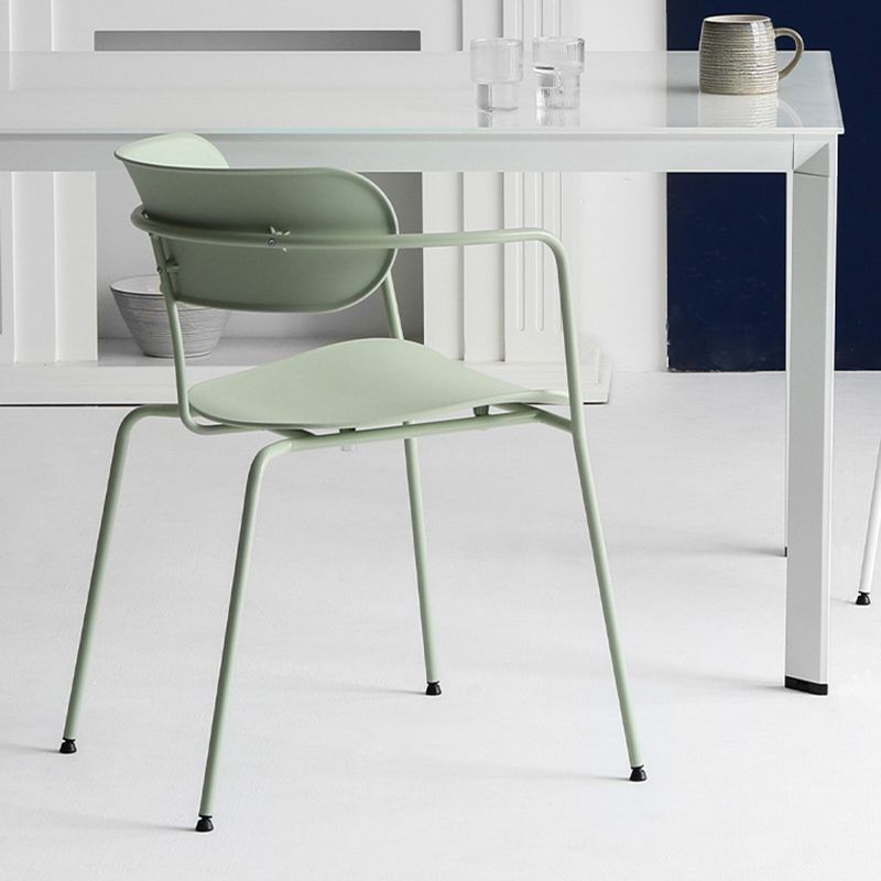 Contemporary Style Arm Chair Plastic Open Back Side Chair with Metal Base Clearhalo 'Dining Chairs' 'Dining Tables & Seating' 'dining_chair' 'furn' 'furn_dining_chair' 'Furniture' 'Kitchen & Dining Furniture' 1200x1200_5e416476-3111-440f-9e64-6fe8ec6d3738
