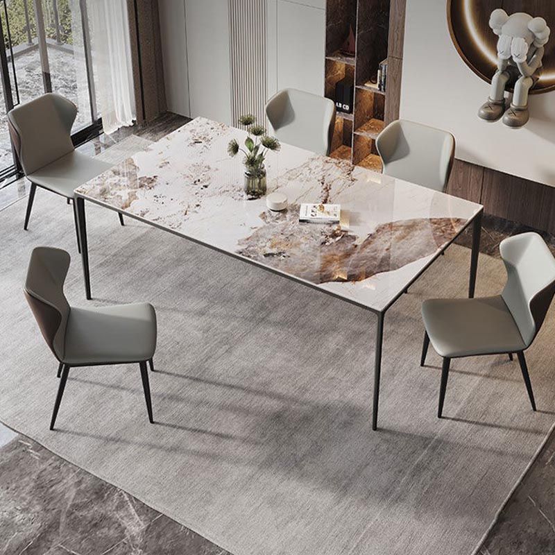 Rectangle Modern Stone Table Standard Height Kitchen Room Table with 4 Legs Clearhalo 'Dining Tables & Seating' 'Dining Tables' 'dining_table' 'furn' 'furn_dining_table' 'Furniture' 'Kitchen & Dining Furniture' 1200x1200_5e440e11-3ea9-43fe-9c12-da63a79d50ed