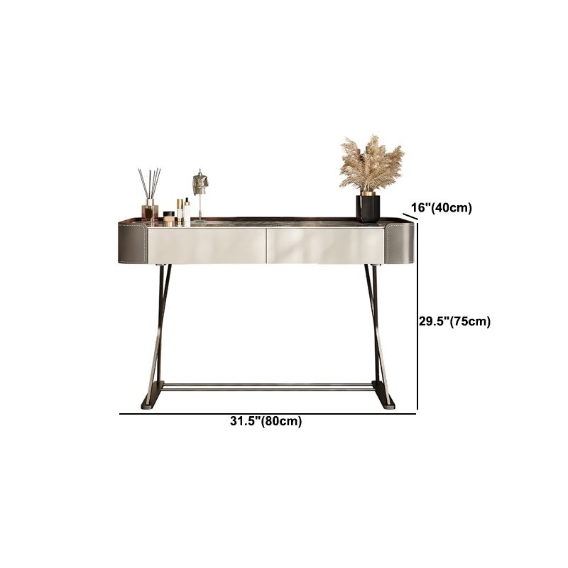 2 cajones de tocador con taburete Glam Stone Top Manaup Tocador de tocador