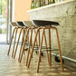 Scandinavian Bucket Stool Plastic Bar Stool with Solid Wood Legs