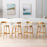 Scandinavian Milk Tea Shop Upholstered Stool Matte Finish Rubberwood Footrest Barstool Clearhalo 'Bar Furniture' 'Bar Stools' 'bar_stools' 'furn' 'furn_bar_stools' 'Furniture' 'furniture_bar_stools' 'Kitchen & Dining Furniture' 1200x1200_5e449660-418d-484c-bca0-0c3b18094ae1