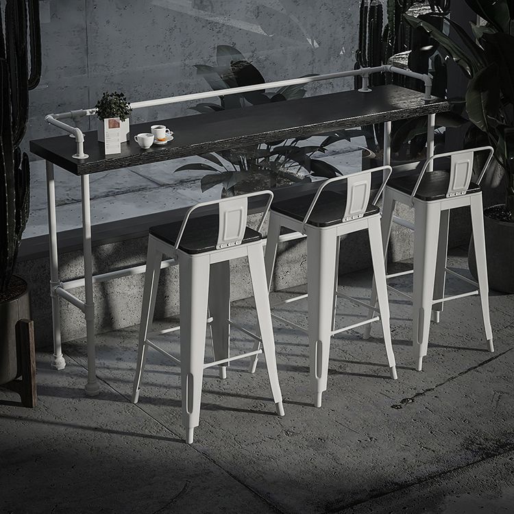 Sgabello da bar da bar senza braccio da bar in metallo moderno con base bianca