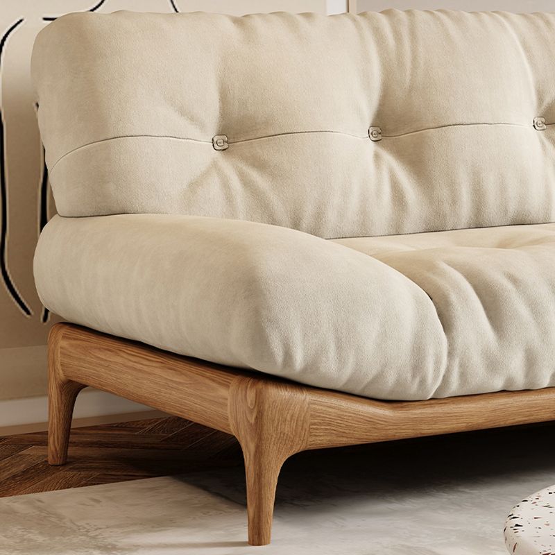 Cream Tufted Armless Sofa Wooden Frame Settee in Ash with Footrest Clearhalo 'furn' 'furn_sofas' 'Furniture' 'Living Room Furniture' 'Sofa' 'sofas' 1200x1200_5e471274-8e67-4703-b051-a67688a305a5