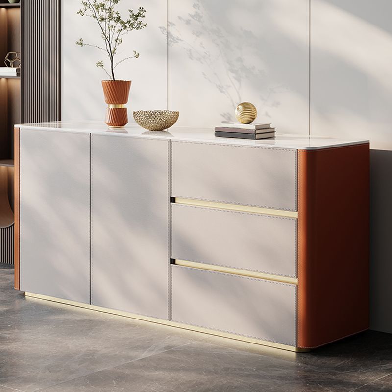 Glam Buffet Table Stone Buffet Sideboard with Cabinets and Drawers Clearhalo 'buffet_sideboard' 'Buffets & Sideboards' 'furn' 'furn_buffet_sideboard' 'Furniture' 'Kitchen & Dining Furniture' 1200x1200_5e480b09-2d2c-4a5f-a2f6-5ed1381b1b0f