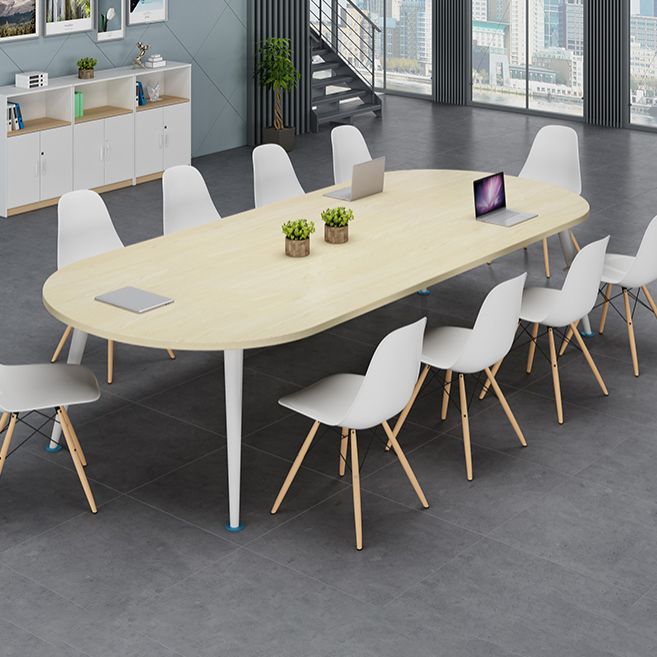Modern Style Oval Writing Desk Wooden Parsons Base Office Desk Clearhalo 'furn' 'furn_office_desk' 'Furniture' 'furniture_office_desk' 'Office Desks' 'Office Furniture' 'office_desk' 1200x1200_5e487bde-c40d-42ba-8977-1a66a3669d71