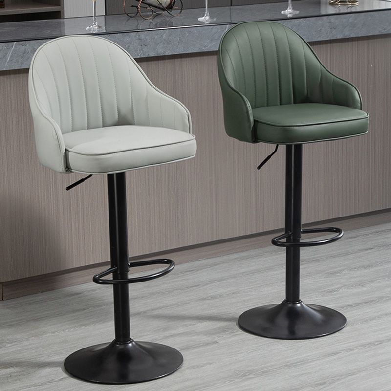 Industrial Style Bar-stool with Metal Pedestal Leather Seat for Kitchen Bar Clearhalo 'Bar Furniture' 'Bar Stools' 'bar_stools' 'furn' 'furn_bar_stools' 'furniture_bar_stools' 'Kitchen & Dining Furniture' 'kitchen&dining_furn' 'kitchen' 'kitchen_furn' Furniture' 1200x1200_5e493311-4371-42f6-920c-6dfc493327c2