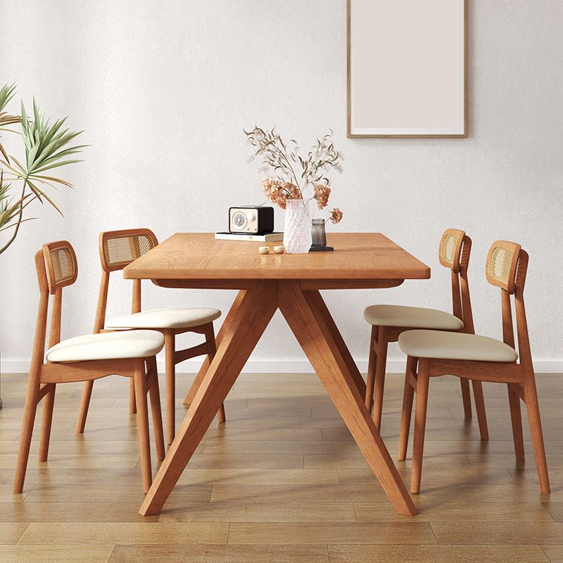 Mesa de cena de madera contemporánea 4 patas de comedor para uso doméstico