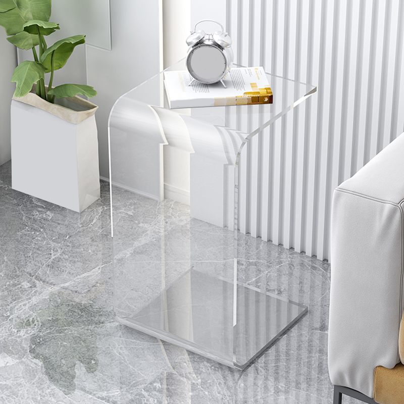 Acrylic Sofa Side Accent Table C-Shape Contemporary Corner Table for Living Room