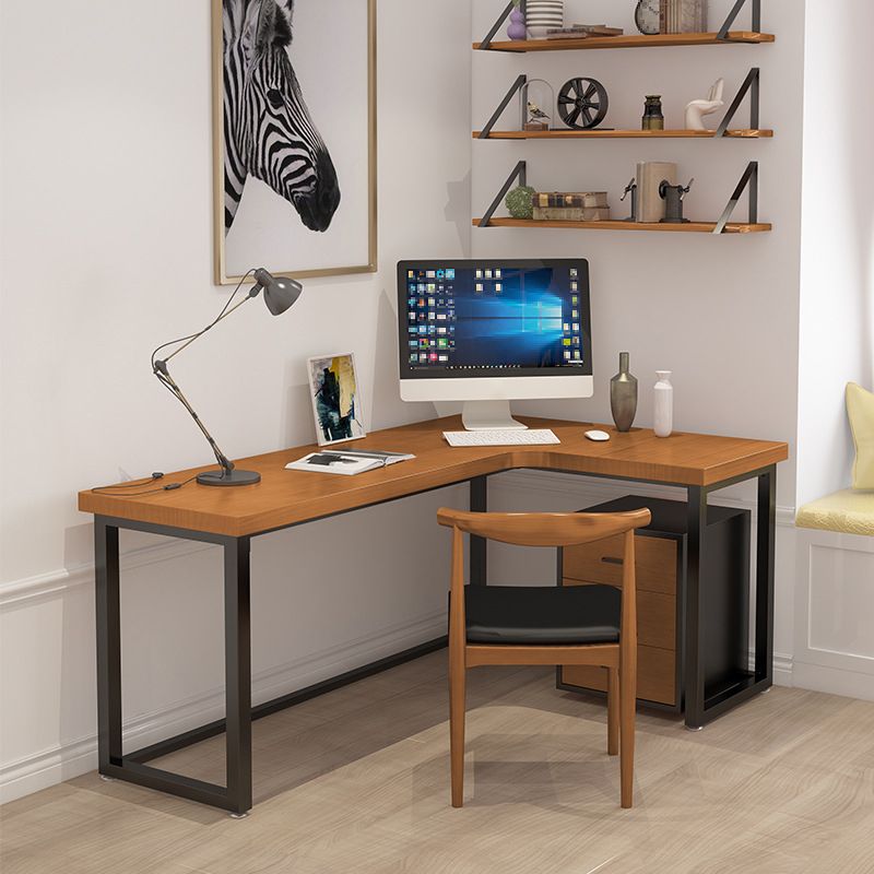 Contemporary Style Iron Office Desk L-Shape Writing Desk for Office Clearhalo 'furn' 'furn_office_desk' 'Furniture' 'Office Desks' 'Office Furniture' 'office_desk' 1200x1200_5e4b81f2-3899-4da4-897d-ac68b5ef3f82