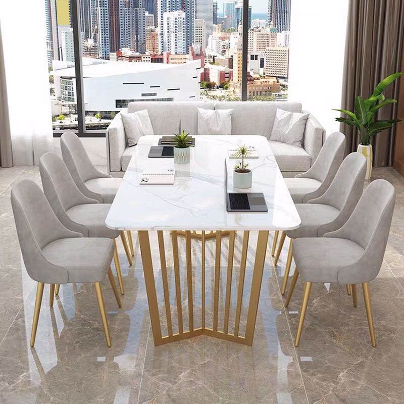 Rectangular Shaped Conference Table 2 Legs Writing Desk in White Clearhalo 'furn' 'furn_office_desk' 'Furniture' 'Office Desks' 'Office Furniture' 'office_desk' 1200x1200_5e4d4795-513b-4313-a321-254340c56217