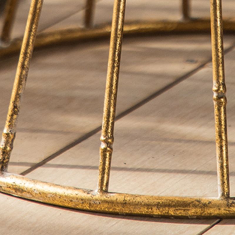 French Country Frame End Table Antique Brass Solid Wood Side Table