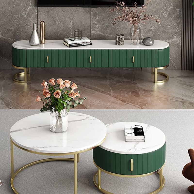 Gris / vert / orange 18 - Console de stand de télévision, support de télévision en marbre pour les téléviseurs avec des tiroirs