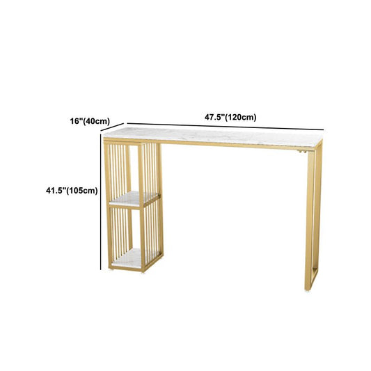 Glam 1/3 Pieces Bar Table Set Rectangle Stone Counter Table with Stools for Living Room