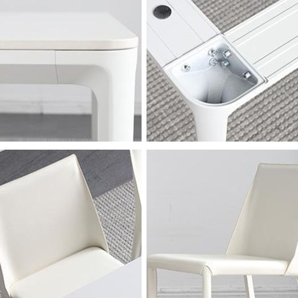 Contemporain 1/4/5/6/7 Pièces chaises de restauration Ensemble de meubles en pierre rectangulaire en blanc