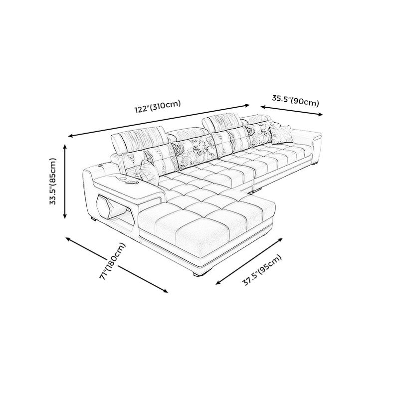 Light-grey Pillow Top Arm Sectional Pillowed Back Cushions, Adjustable Clearhalo 'furn' 'furn_sectionals' 'Furniture' 'furniture_sectionals' 'kitchen' 'kitchen_sectionals' 'Living Room Furniture' 'Sectionals' 1200x1200_5e52bdc6-3351-4dbb-9a24-b89e0aab3a2b