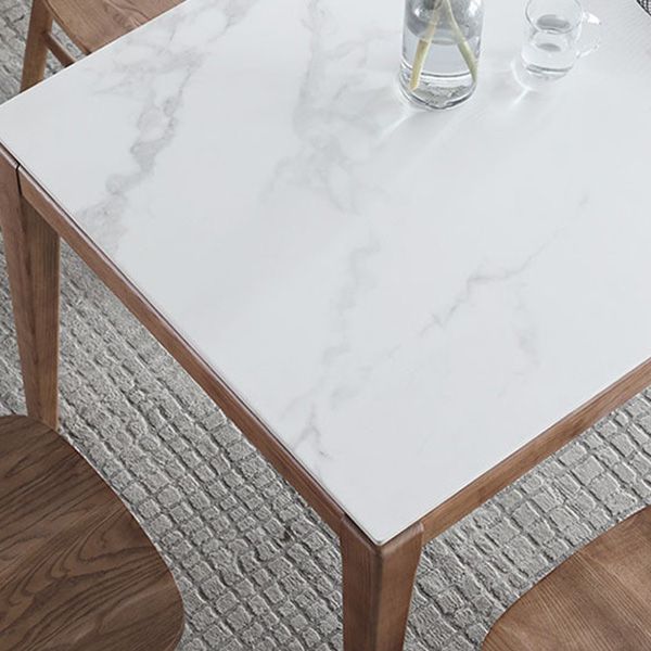 Mesa rectangular de comedor de estilo moderno Mesa de comedor de piedra sinterizada con patas de madera