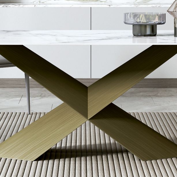 Luxurious 1/2/4/5/7 Pieces Rectangle Dining Set Sintered Stone Top Dinette Table Set