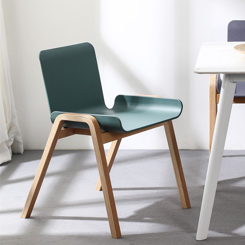 Scandinavian Stackable Dining Arm Chair Solid Back Armchair with Wood Legs Clearhalo ' kitchen&dining_furn' 'Dining Chairs' 'Dining Tables & Seating' 'dining_chair' 'furn' 'furn_dining_chair' 'Furniture' 'furniture_dining_chair' 'Kitchen & Dining Furniture' 'kitchen' 1200x1200_5e56543b-164b-42d5-aa75-fdf9e7e14f9b