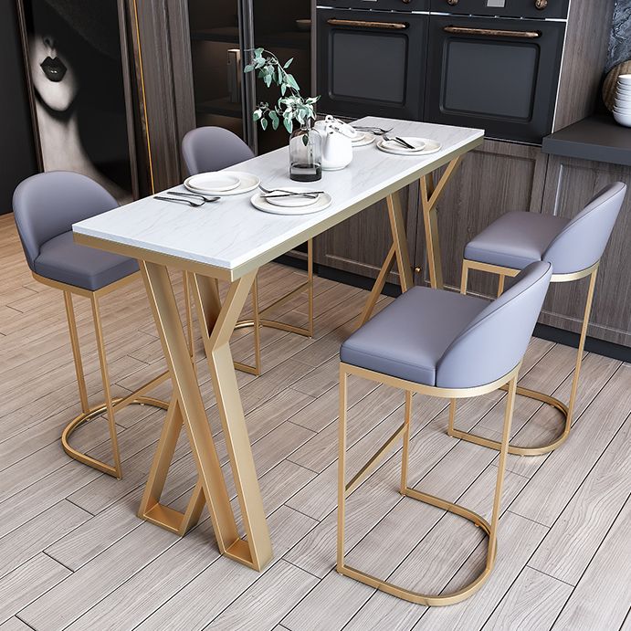 Set di banconi interni rettangolo 1/3/5/7 pezzi set da pranzo in pietra bianca