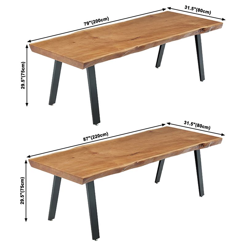 Rectangle Shape 4 Legs Industrial Dining Table Wood Color Fixed Table of Solid Wood Clearhalo ' dining_table' 'Dining Tables & Seating' 'Dining Tables' 'furn' 'furn_dining_table' 'Furniture' 'furniture_dining_table' 'Kitchen & Dining Furniture' 'kitchen&dining_furn' 'kitchen' 'kitchen_dining_table' 1200x1200_5e567b06-17dc-4c87-83f2-3e8395427d00