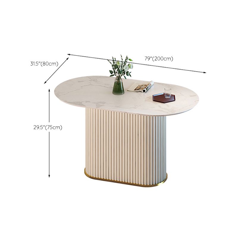 Tavolo da tavolo glam di ardesia e metallo semplice ristorante bianco tavolo da pranzo ovale