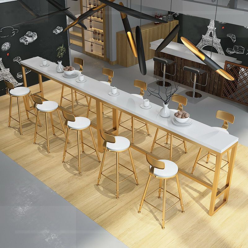 Glam Wood Counter Table with Rectangle Table Top Trestle Table - 41.3" H Clearhalo 'Bar Furniture' 'Bar Tables' 'bar_tables' 'furn' 'furn_bar_tables' 'Furniture' 'furniture_bar_tables' 'Kitchen & Dining Furniture' 1200x1200_5e5873f9-bb52-4896-848a-317f11a39d3f