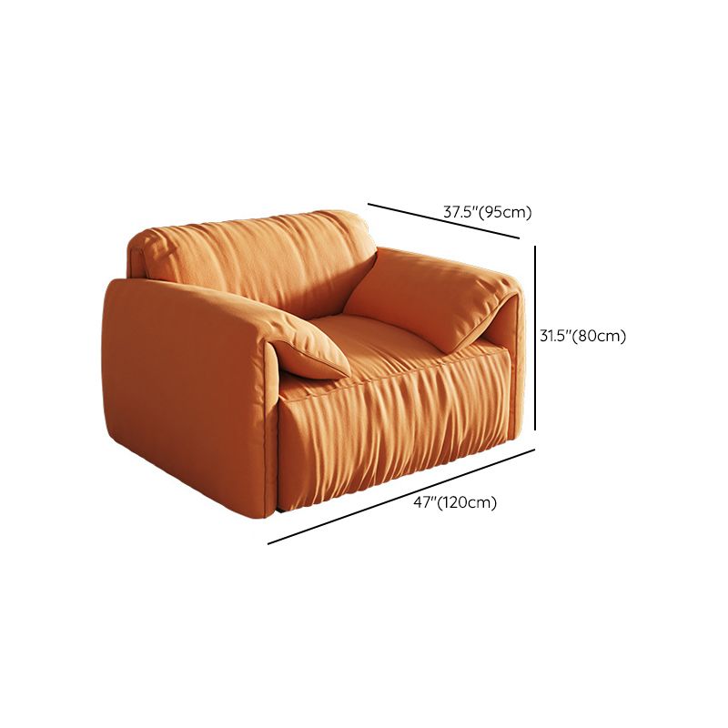 Contemporary Pillow Top Arm Settee Orange Faux Leather Sofa for Living Room Clearhalo 'furn' 'furn_sofas' 'Furniture' 'Living Room Furniture' 'Sofa' 'sofas' 1200x1200_5e5a5042-f906-4f90-83c4-5f49e1e6f31c