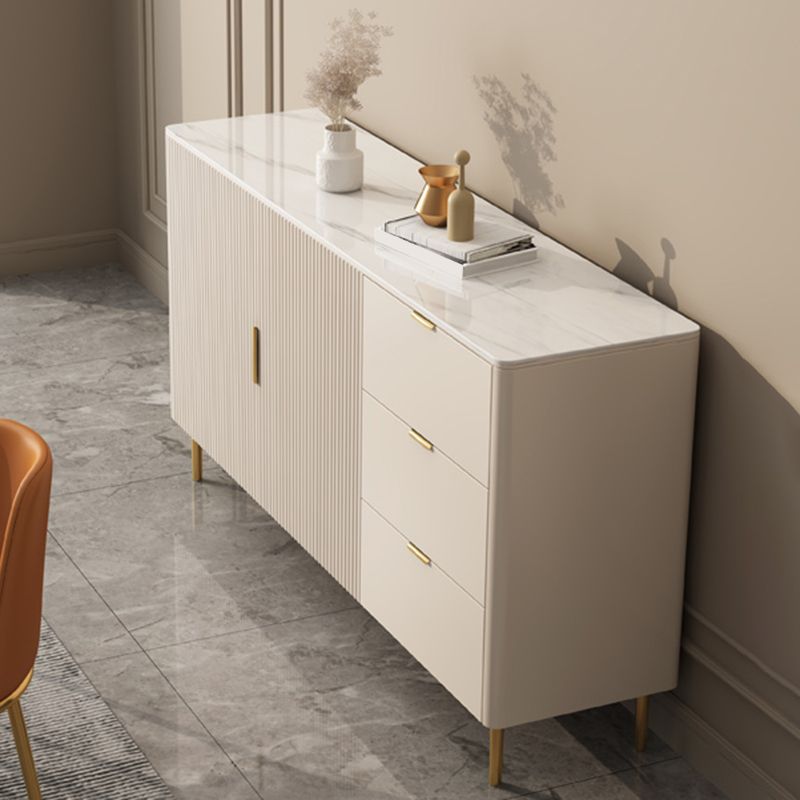 Glam -stijl buffettafel stenen zijbord met kasten en laden