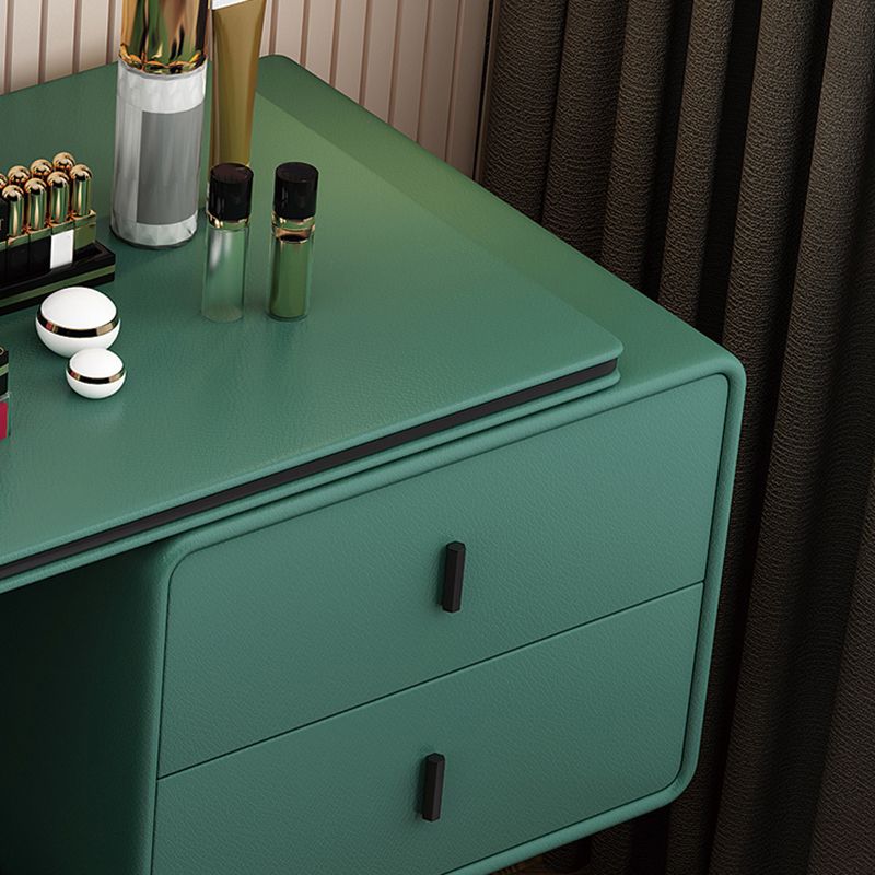 Tavolo da toep glam tavolo da trucco in pelle vanità con doppio cassetto