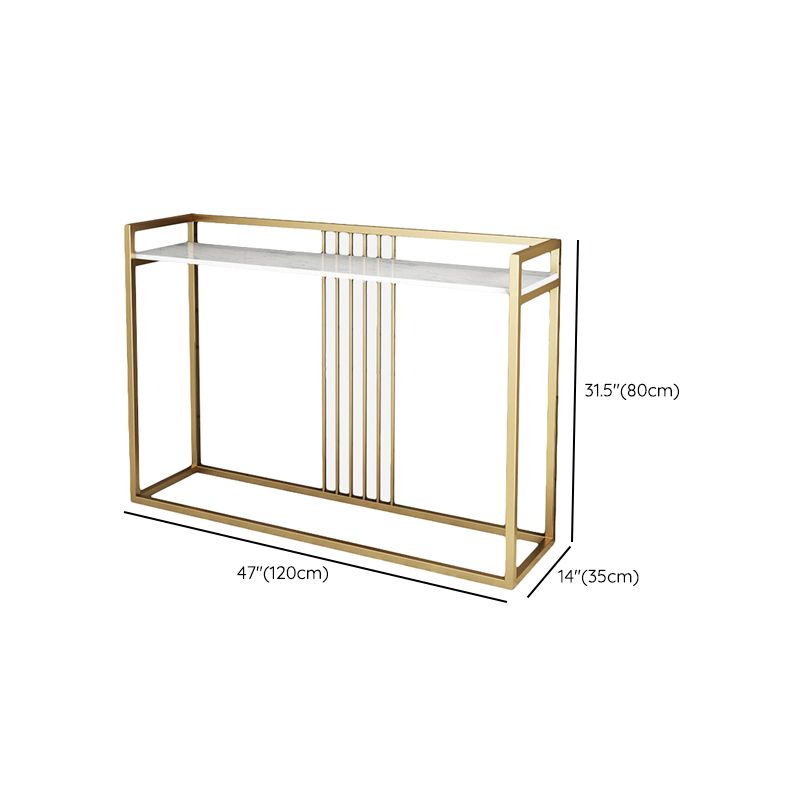 Glam Accent Table Marble Top Golden Sofa Console Table for Hall Clearhalo 'Console Tables' 'console_tables' 'Entry & Mudroom Furniture' 'furn' 'furn_console_tables' 'Furniture' 1200x1200_5e6259a3-58c1-4a56-8cf6-2be51f83f388