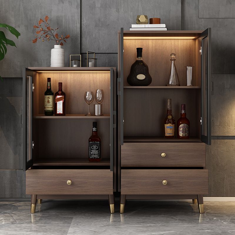 Faux Wood Modern Display Cabinet Glass Doors Storage Cabinet with Drawers for Bedroom Clearhalo 'Display & China Cabinets' 'display_china_cabinets' 'furn' 'furn_display_china_cabinets' 'Furniture' 'Kitchen & Dining Furniture' 1200x1200_5e62ed0c-b9fe-4686-b6a2-c4b6d83bd1dc