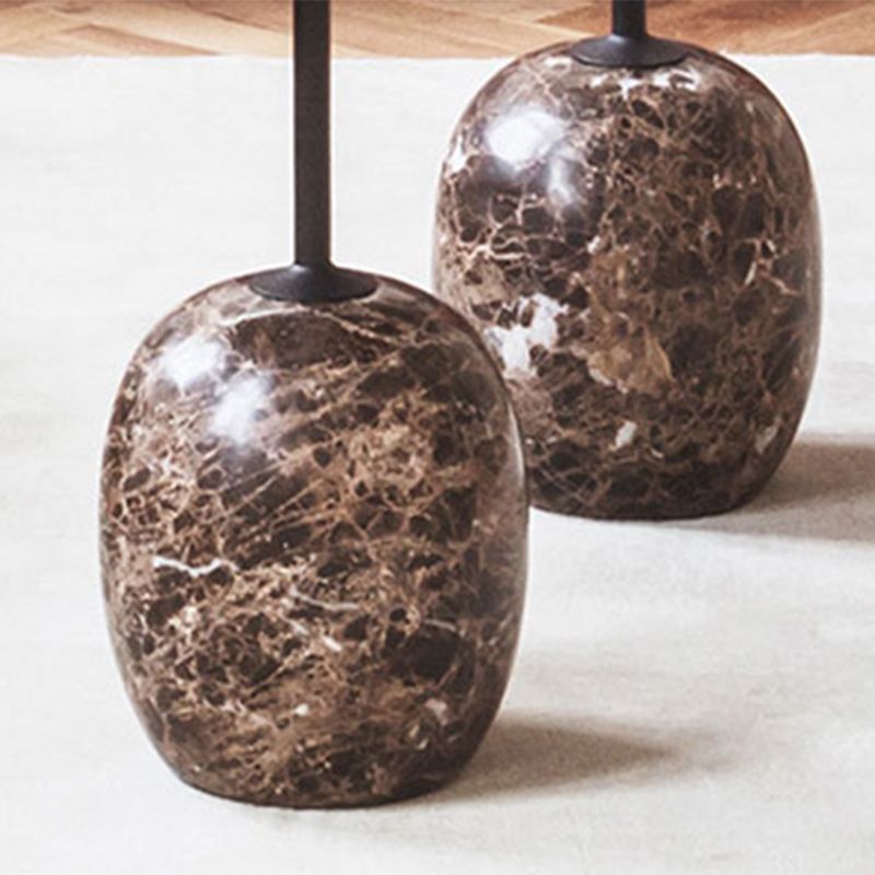 Mid-Century Metal Round Top Side Table Marble Pedestal End Table