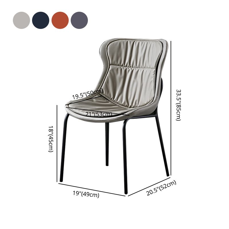 Modern Metal Dining Room Chairs Upholstered Side PU Leather Armless Chairs Clearhalo ' kitchen&dining_furn' 'Dining Chairs' 'Dining Tables & Seating' 'dining_chair' 'furn' 'furn_dining_chair' 'Furniture' 'furniture_dining_chair' 'Kitchen & Dining Furniture' 'kitchen' 1200x1200_5e6650a4-6fd8-44a7-b16a-d0d7081394af