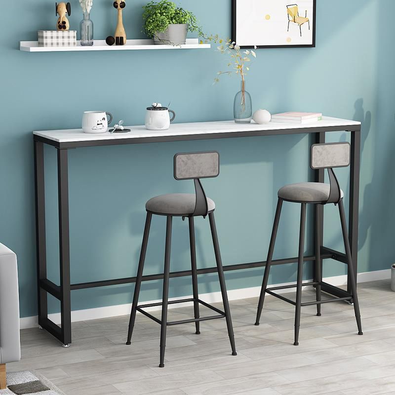 Mesa de comedor de barra rectangular de piedra con base de caballete