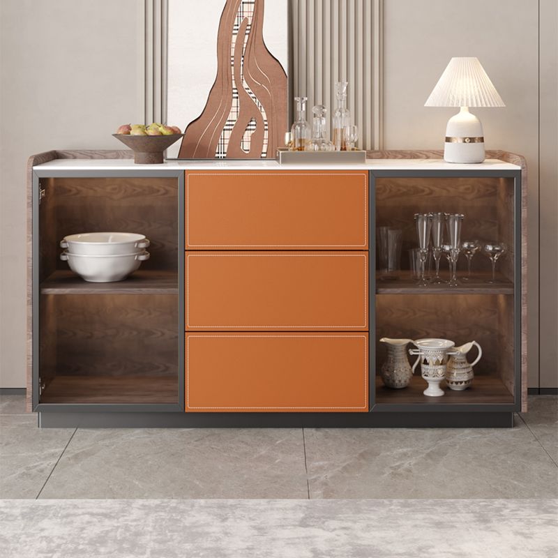 Glam Stone Sideboard Cabinet Sideboard 3 Drawers Server with Storage Clearhalo 'buffet_sideboard' 'Buffets & Sideboards' 'furn' 'furn_buffet_sideboard' 'Furniture' 'Kitchen & Dining Furniture' 1200x1200_5e6811bb-5ebf-4a0f-8eba-e252c635b733