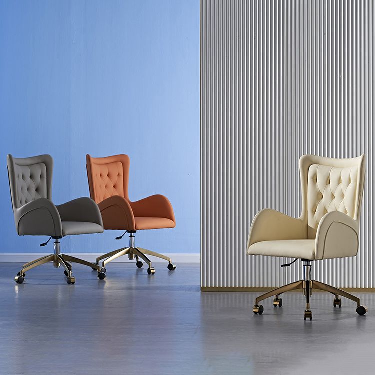 Chaise de chaise pivotante en cuir sans bras contemporain chaise de bureau réglable tufted
