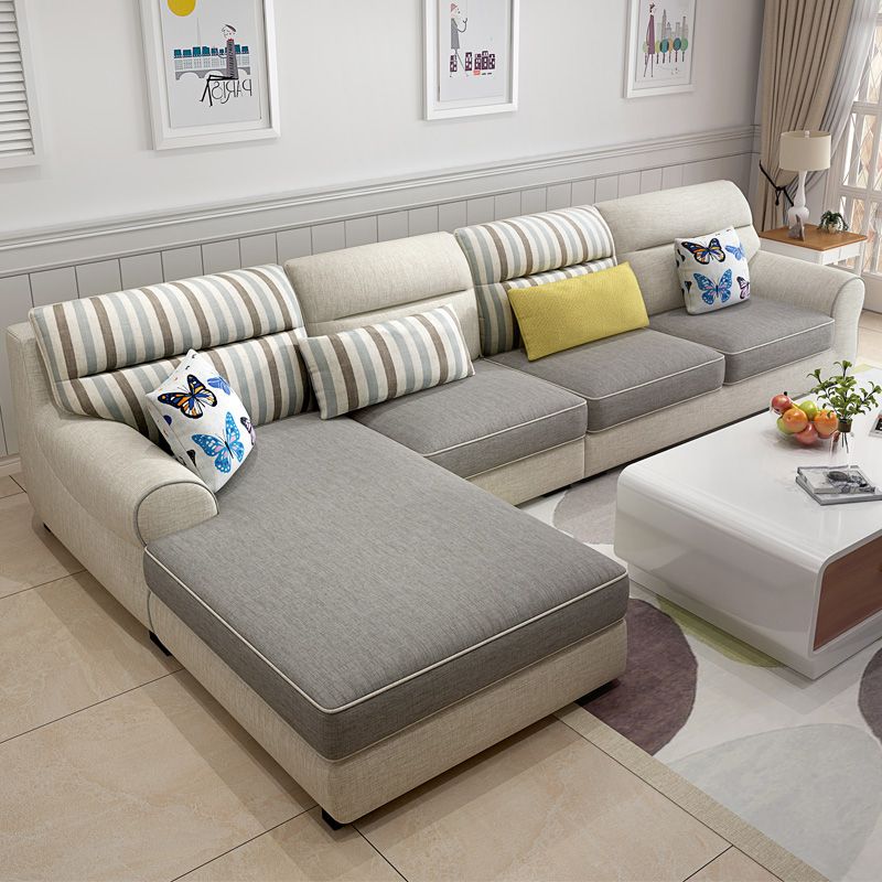 Recessed Arm Sofa and Chaise L-Shape Pillow Back Cushion Sectional Clearhalo 'furn' 'furn_sectionals' 'Furniture' 'furniture_sectionals' 'Living Room Furniture' 'Sectionals' 1200x1200_5e698d54-4b2e-492c-831d-da2ff6c3f0a8