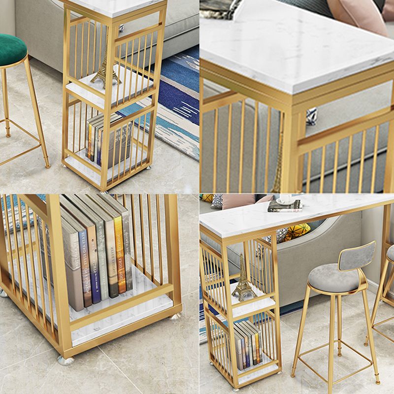 Marble Indoor Bistro Bar Table Storage Fixed Table Counter Wine Table with Storage Clearhalo 'Bar Furniture' 'Bar Tables' 'bar_tables' 'furn' 'furn_bar_tables' 'Furniture' 'furniture_bar_tables' 'Kitchen & Dining Furniture' 1200x1200_5e6a659b-2456-4dea-baca-8e88991c81de