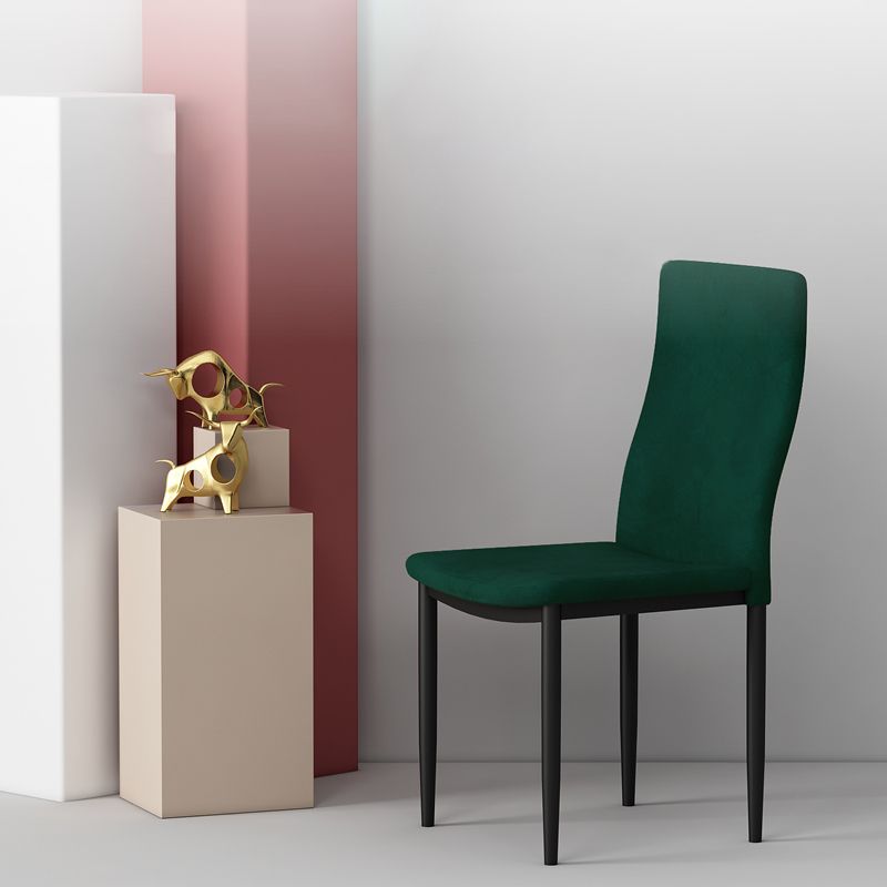 Scandinavian Home Side Chair Solid Back Upholstered Metal Dining Room Chair Clearhalo ' kitchen&dining_furn' 'Dining Chairs' 'Dining Tables & Seating' 'dining_chair' 'Furniture' 'furniture_dining_chair' 'Kitchen & Dining Furniture' 'kitchen' 1200x1200_5e6b93ee-e933-4468-bae0-5e355fe3ee75