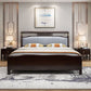 84.65 inch Wide Mid-century Bed Frame Rubberwood Bed with Upholstered Headboard Clearhalo 'Bedroom Furniture' 'Beds' 'furn' 'furn_beds' 'Furniture' 1200x1200_5e6c1f49-f1ee-47b2-a81d-5b8fbdc936f8