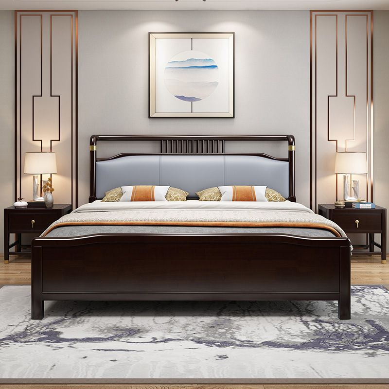 84.65 inch Wide Mid-century Bed Frame Rubberwood Bed with Upholstered Headboard Clearhalo 'Bedroom Furniture' 'Beds' 'furn' 'furn_beds' 'Furniture' 1200x1200_5e6c1f49-f1ee-47b2-a81d-5b8fbdc936f8