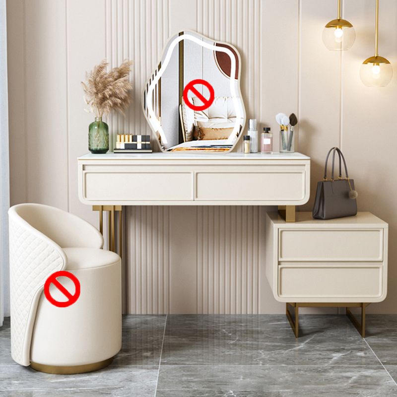 ホワイト/グレーロックプランクカウンタートップソリッドウッドフレーム金属金属ベース2/4ドロワードレッサー