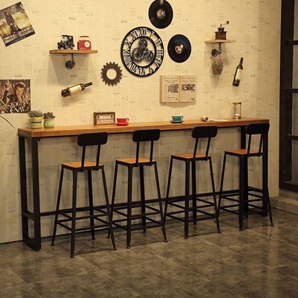 Industriale 1/4/5/9 pezzi tavolo da bar set rettangolo tavolino in legno con sgabelli alti