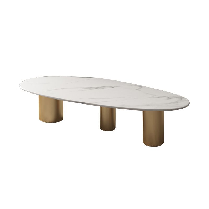 Oval Stone Top Coffee Table Set with 3 Steel Legs for Living Room Clearhalo 'Coffee & Accent Tables' 'Coffee Tables' 'coffee_tables' 'furn' 'furn_coffee_tables' 'Furniture' 'Living Room Furniture' 1200x1200_5e6d5d67-1a9e-4dcb-9d1f-0d232029ebc4