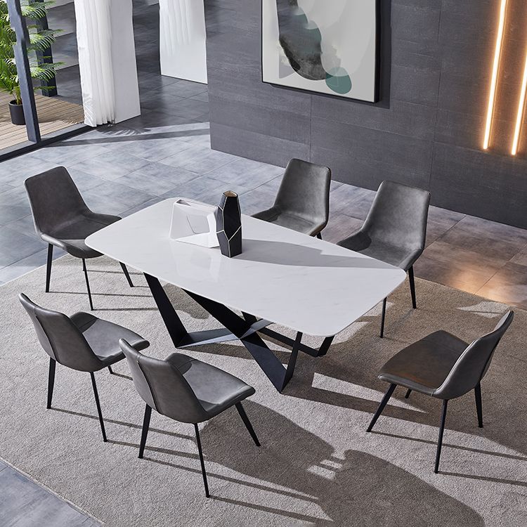 Modern Dining Set 1/4/5/7 Pcs Rectangle Dining Table with Wingback Chairs Clearhalo 'Dining Room Sets' 'Dining Tables & Seating' 'dining_room_set' 'furn' 'furn_dining_room_set' 'Furniture' 'Kitchen & Dining Furniture' 1200x1200_5e70b82e-3818-432f-8586-27fcb496bc83